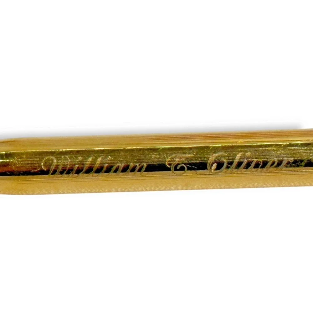 VTG‎ Sheaffer Gold Electroplated Ballpoint Pen White Dot Clip Personalized READ